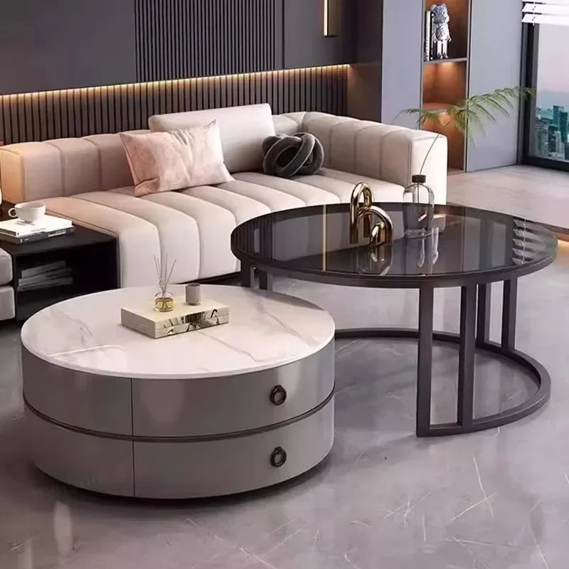 Glam Nordic Coffee Tables Round Simple Luxury Metal Coffee Tables Design Modern Muebles Para El Hogar Living Room Furniture