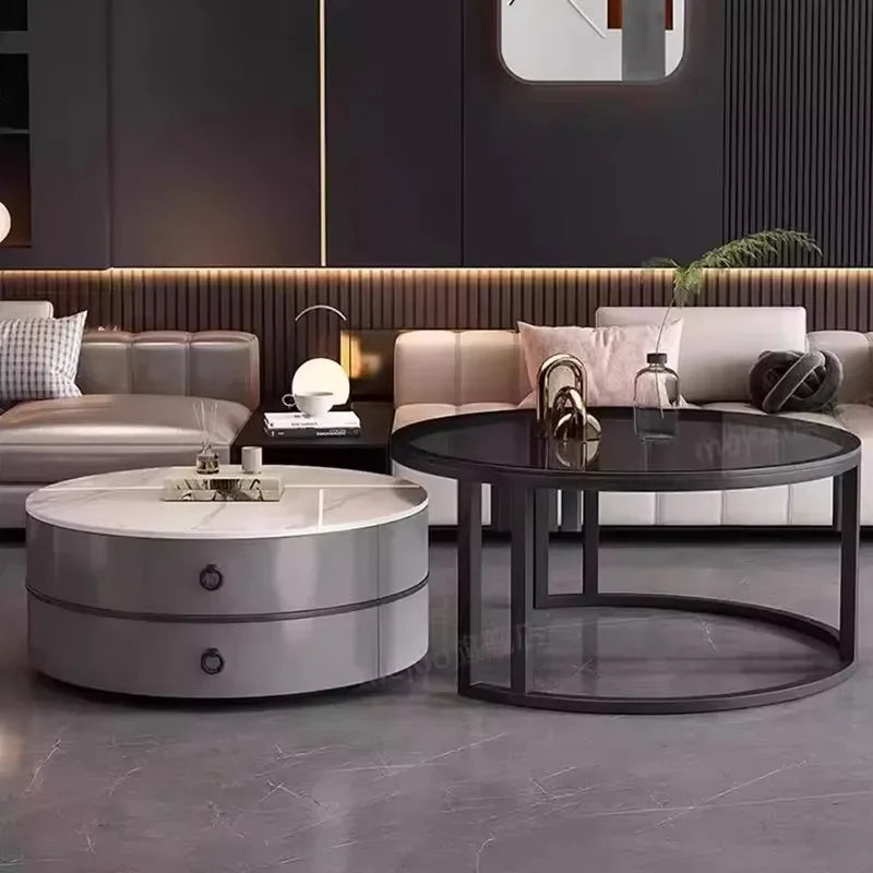 Glam Nordic Coffee Tables Round Simple Luxury Metal Coffee Tables Design Modern Muebles Para El Hogar Living Room Furniture