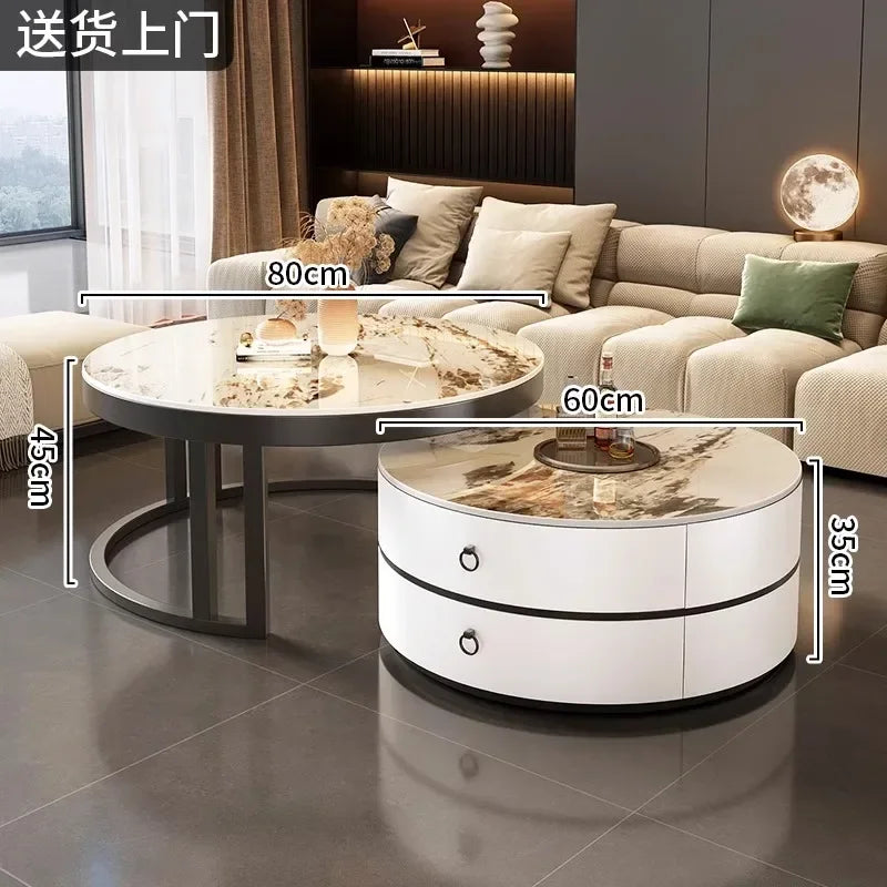 Glam Nordic Coffee Tables Round Simple Luxury Metal Coffee Tables Design Modern Muebles Para El Hogar Living Room Furniture