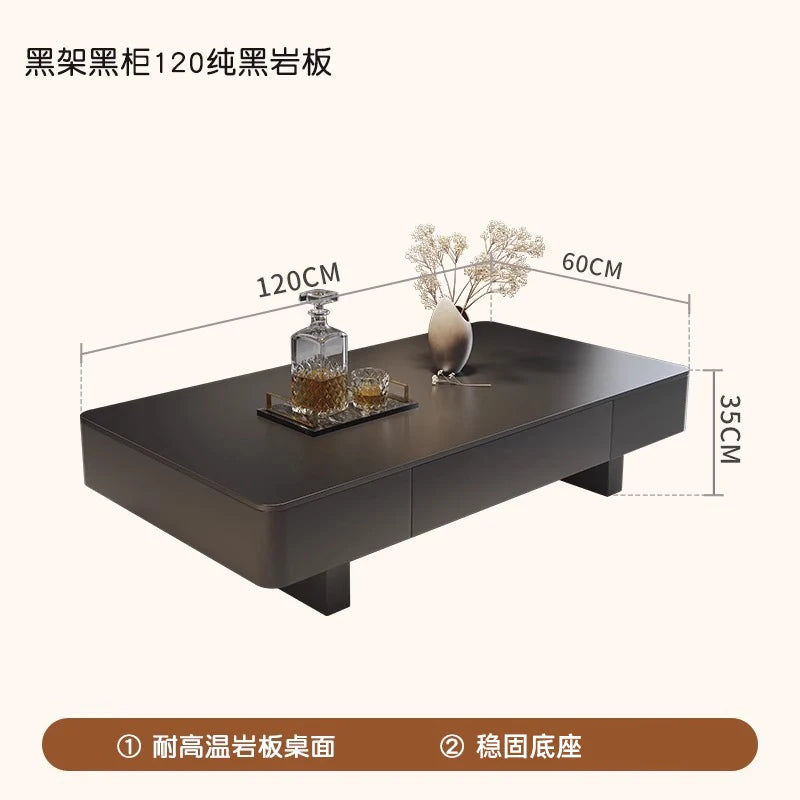 Modern Luxury Coffee Tables Storage Nordic Minimalist Marble Coffee Tables Rectangular Black Mesas De Centro Para Sala Furniture
