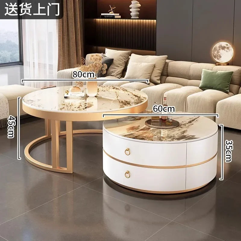 Glam Nordic Coffee Tables Round Simple Luxury Metal Coffee Tables Design Modern Muebles Para El Hogar Living Room Furniture