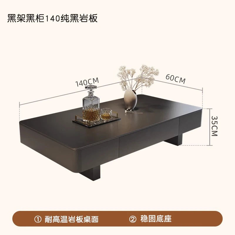 Modern Luxury Coffee Tables Storage Nordic Minimalist Marble Coffee Tables Rectangular Black Mesas De Centro Para Sala Furniture
