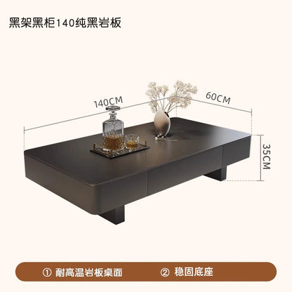 Modern Luxury Coffee Tables Storage Nordic Minimalist Marble Coffee Tables Rectangular Black Mesas De Centro Para Sala Furniture
