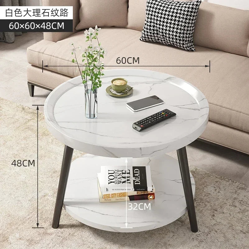 Creative Round Triangle Coffee Table Double Storage Side Table Load-Bearing Tea Bar Recessed Desktop Sofa Table