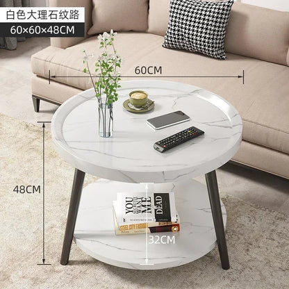 Creative Round Triangle Coffee Table Double Storage Side Table Load-Bearing Tea Bar Recessed Desktop Sofa Table