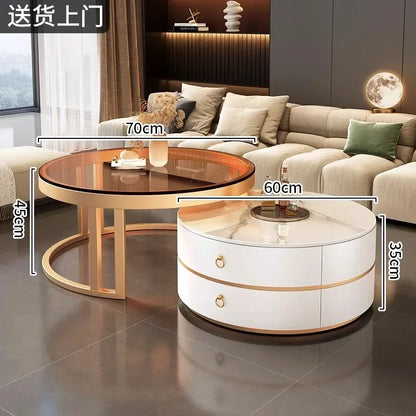 Glam Nordic Coffee Tables Round Simple Luxury Metal Coffee Tables Design Modern Muebles Para El Hogar Living Room Furniture