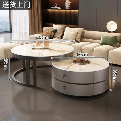 Glam Nordic Coffee Tables Round Simple Luxury Metal Coffee Tables Design Modern Muebles Para El Hogar Living Room Furniture