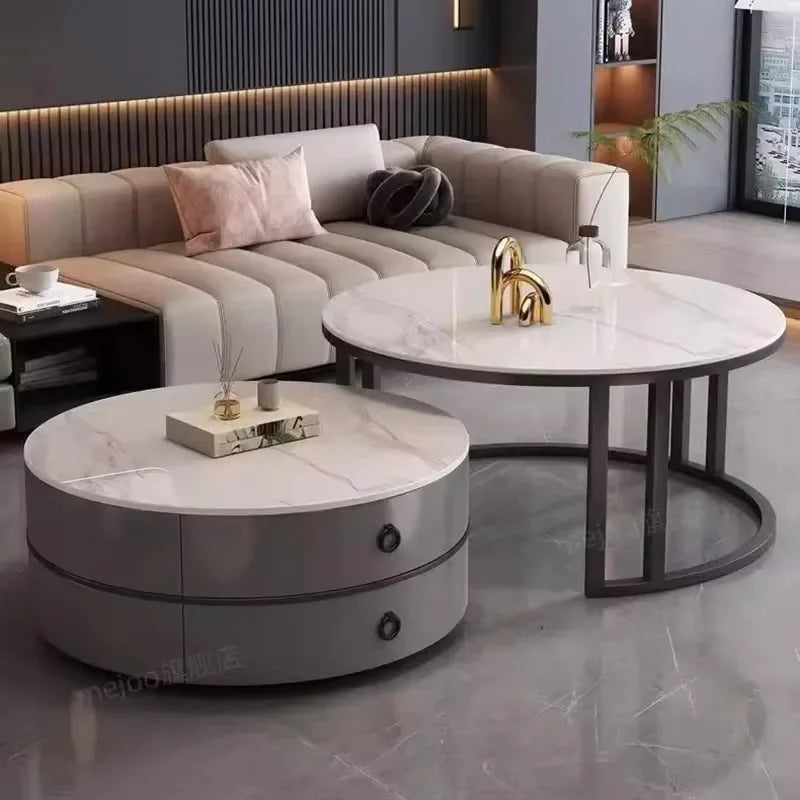 Glam Nordic Coffee Tables Round Simple Luxury Metal Coffee Tables Design Modern Muebles Para El Hogar Living Room Furniture