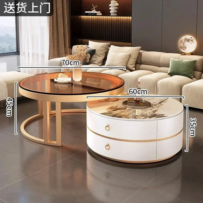 Glam Nordic Coffee Tables Round Simple Luxury Metal Coffee Tables Design Modern Muebles Para El Hogar Living Room Furniture