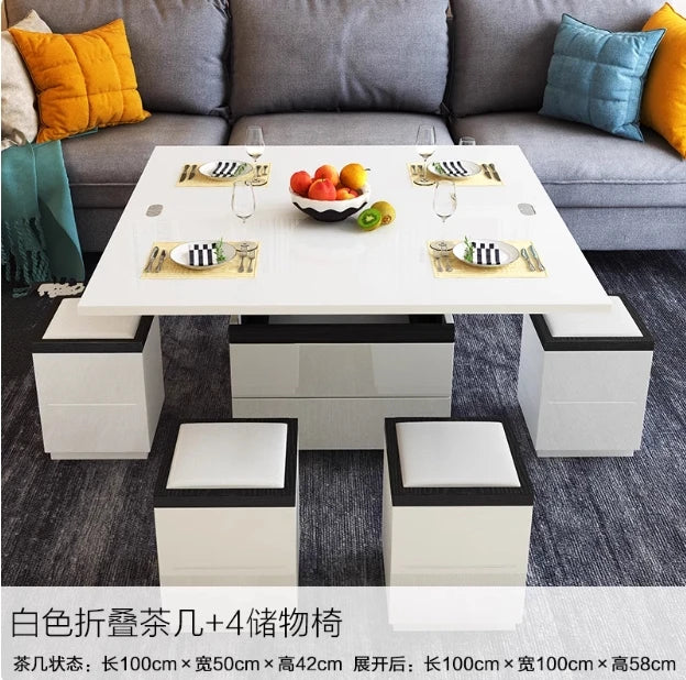 Lift up Multifunction Adjustable Convertible Dining Table Smart Coffee Table