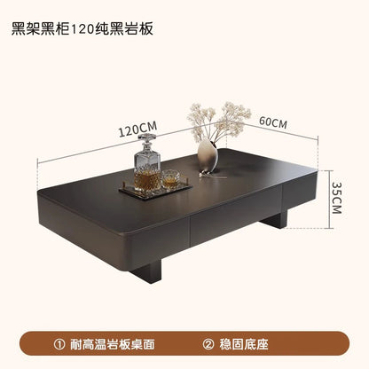 Modern Luxury Coffee Tables Storage Nordic Minimalist Marble Coffee Tables Rectangular Black Mesas De Centro Para Sala Furniture