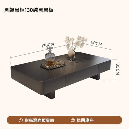 Modern Luxury Coffee Tables Storage Nordic Minimalist Marble Coffee Tables Rectangular Black Mesas De Centro Para Sala Furniture