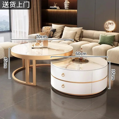Glam Nordic Coffee Tables Round Simple Luxury Metal Coffee Tables Design Modern Muebles Para El Hogar Living Room Furniture