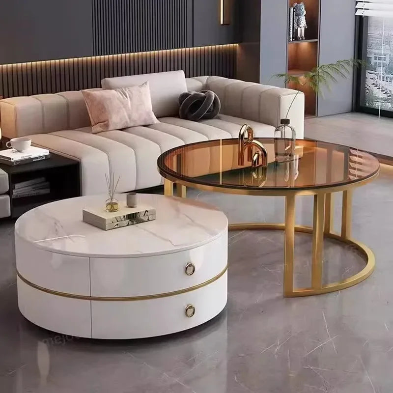 Glam Nordic Coffee Tables Round Simple Luxury Metal Coffee Tables Design Modern Muebles Para El Hogar Living Room Furniture