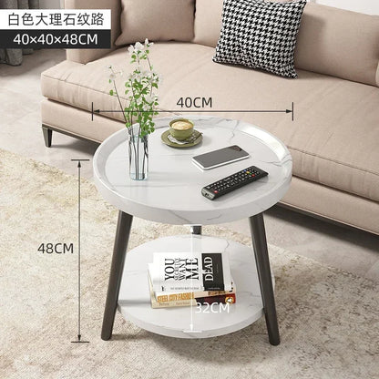 Creative Round Triangle Coffee Table Double Storage Side Table Load-Bearing Tea Bar Recessed Desktop Sofa Table