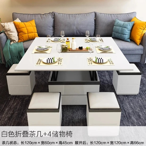 Lift up Multifunction Adjustable Convertible Dining Table Smart Coffee Table