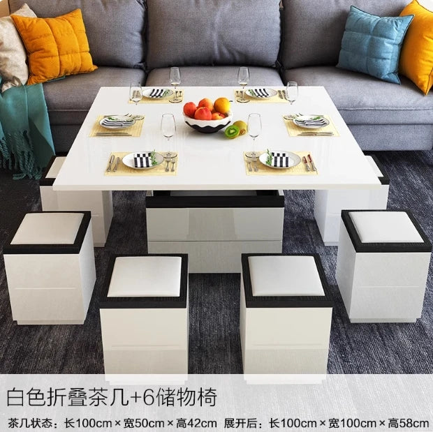 Lift up Multifunction Adjustable Convertible Dining Table Smart Coffee Table