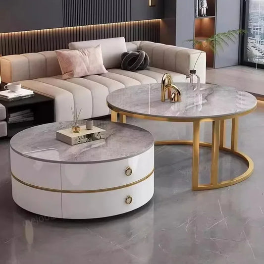 Glam Nordic Coffee Tables Round Simple Luxury Metal Coffee Tables Design Modern Muebles Para El Hogar Living Room Furniture