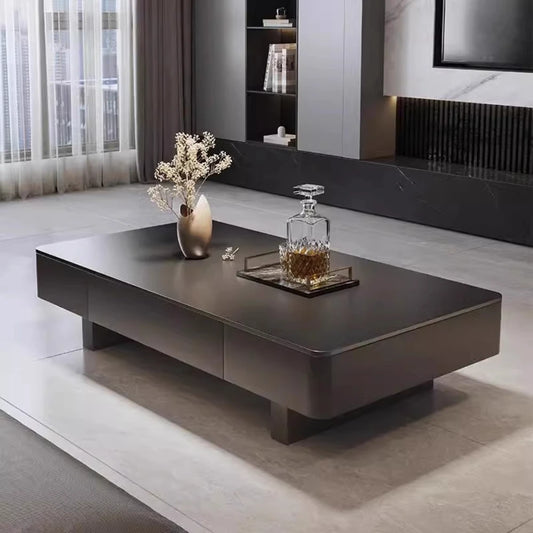 Modern Luxury Coffee Tables Storage Nordic Minimalist Marble Coffee Tables Rectangular Black Mesas De Centro Para Sala Furniture