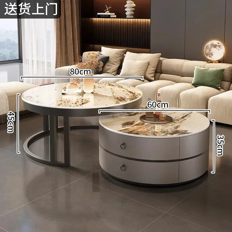 Glam Nordic Coffee Tables Round Simple Luxury Metal Coffee Tables Design Modern Muebles Para El Hogar Living Room Furniture
